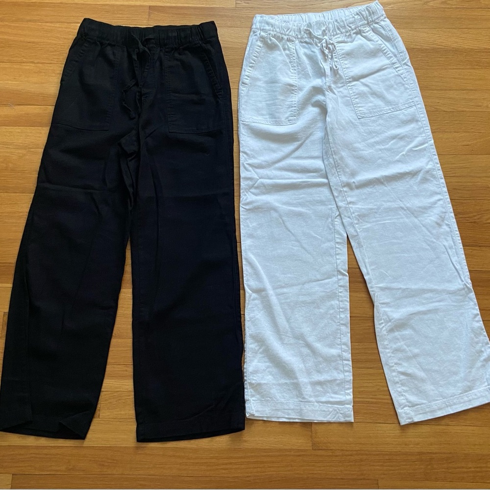 GAP Womens Black and White Linen Blend XS Pants Set. NWOT
